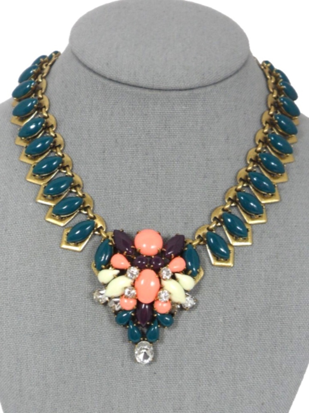 J. Crew Gold and Teal Statement Necklace & Earrings
